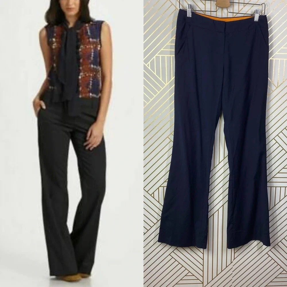 TORY BURCH Wide-Leg Dress Pants in Navy Blue Size US 2‎